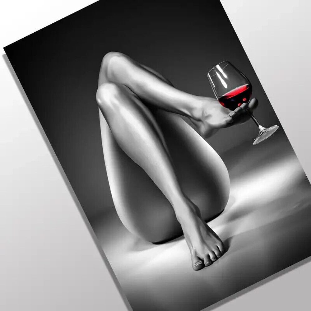 Modern Art Nude Woman Wine Glass Canvas Print 12" x 18" Stunning! NEW! Home & Garden:Home Décor:Posters & Prints Style Your Walls